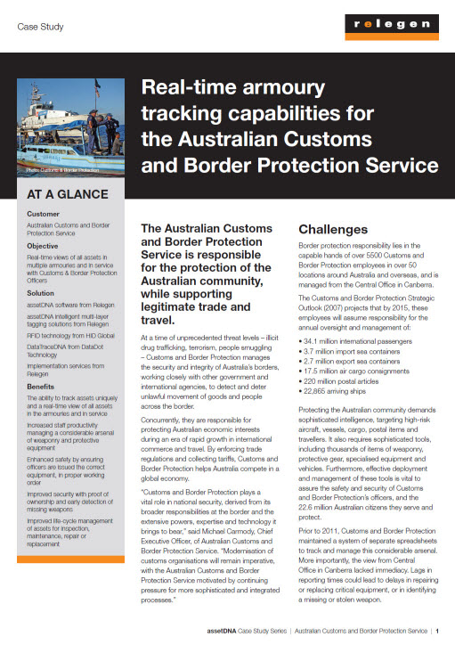 assetDNA delivers real-time armoury tracking for Australian Border Force