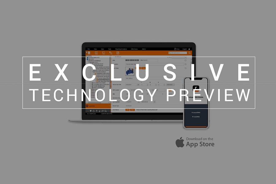Image showing a technology preview of the new cloud and iOS mobile-enabled platform for assetDNA, enterprise asset intelligence solution from Relegen