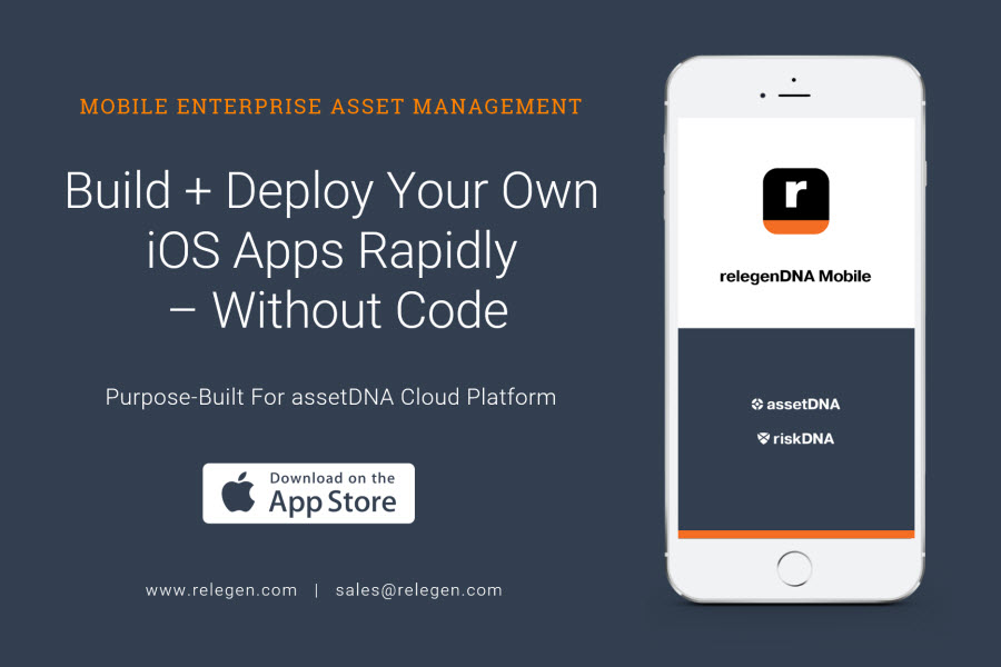 This image accompanies a media release about the new relegenDNA Mobile EAM app for assetDNA Cloud