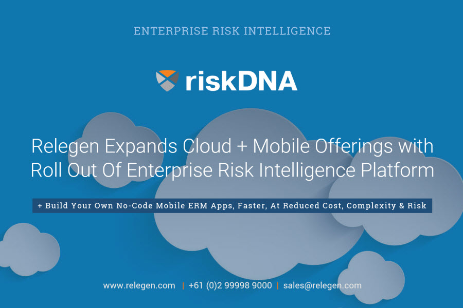 This image accompanies a blog post about Relegen's new riskDNA Cloud Platform For Enterprise Risk Intelligence