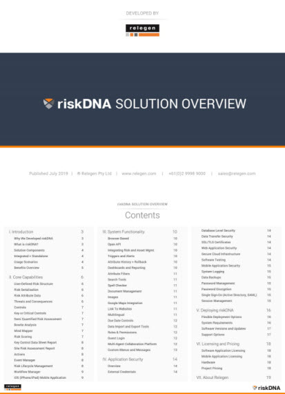 This image accompanies a registration form to request the riskDNA Solution Overview Enterprise Risk Intelligence Cloud Platform From Relegen.